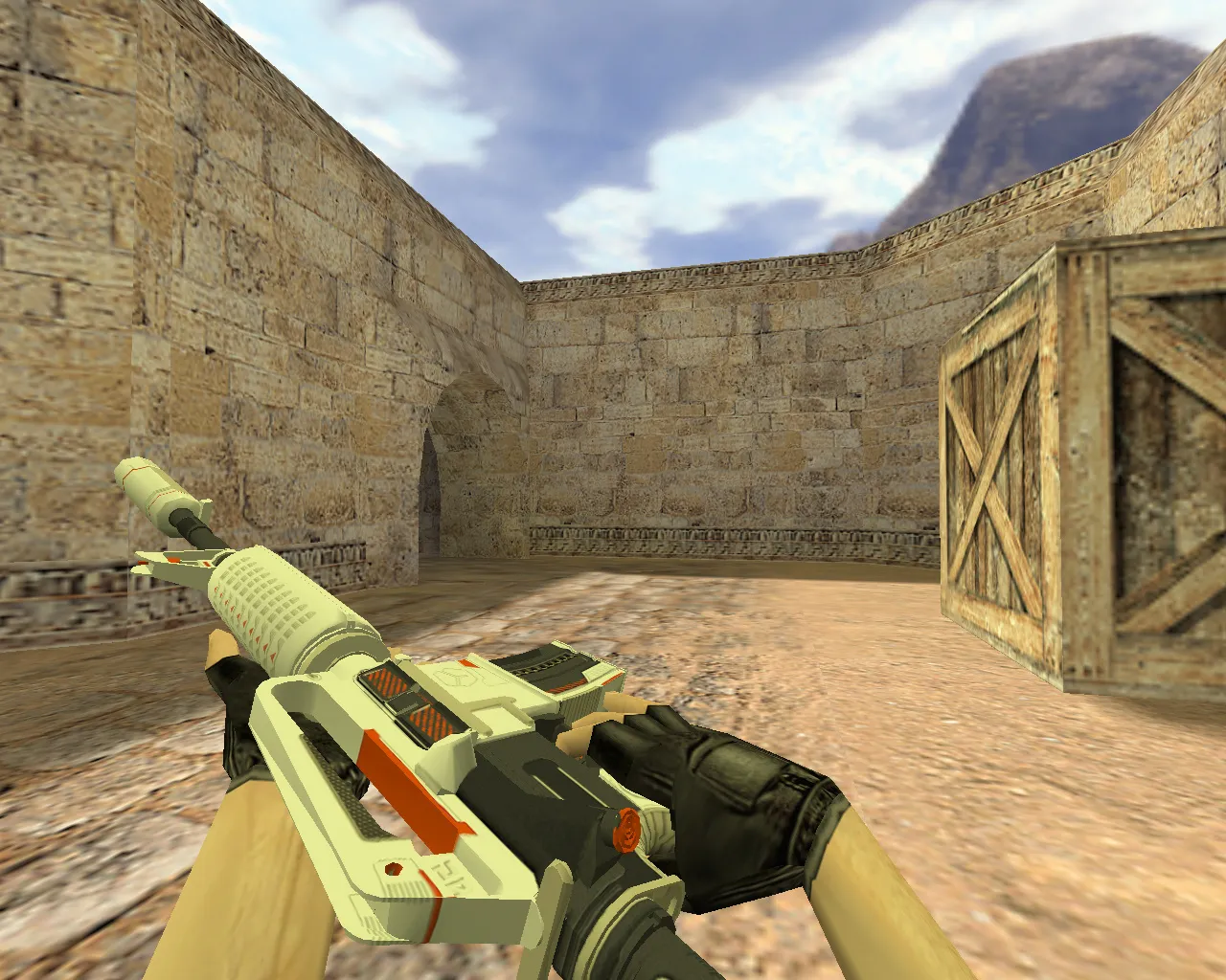 Скачать Модель v_m4a1 механо-пушка для CS 1.6: p_m4a1, w_m4a1, звуки и анимация осмотра - Скриншот