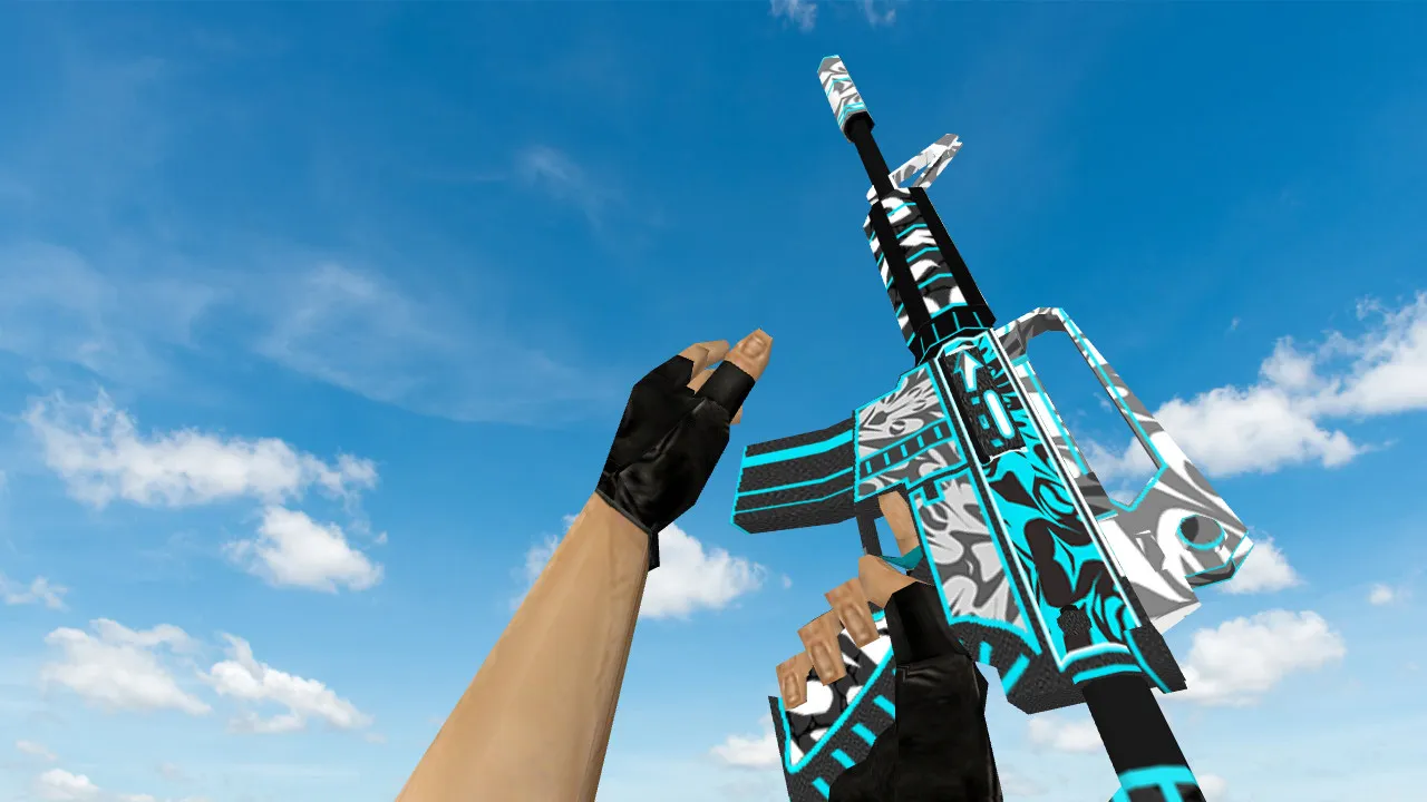 Скачать Модель Default M4A1 «Снежный вихрь» для CS 1.6: v_ и p_ модели, звуки, анимация осмотра - Скриншот