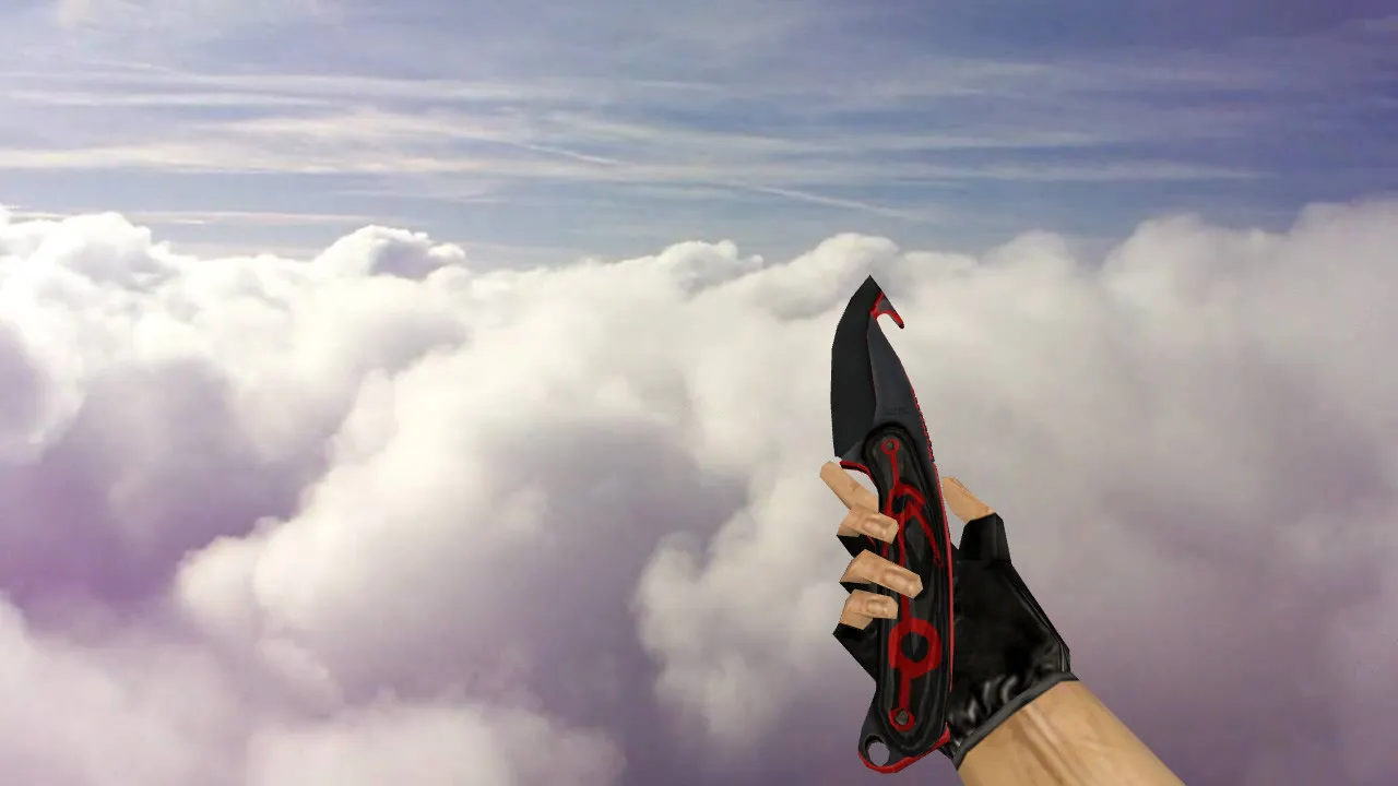 Модель «Gut Knife Cyber Red» для CS 1.6: v_, p_, w_ нож, анимация осмотра, качество текстур и звук — скриншот 1