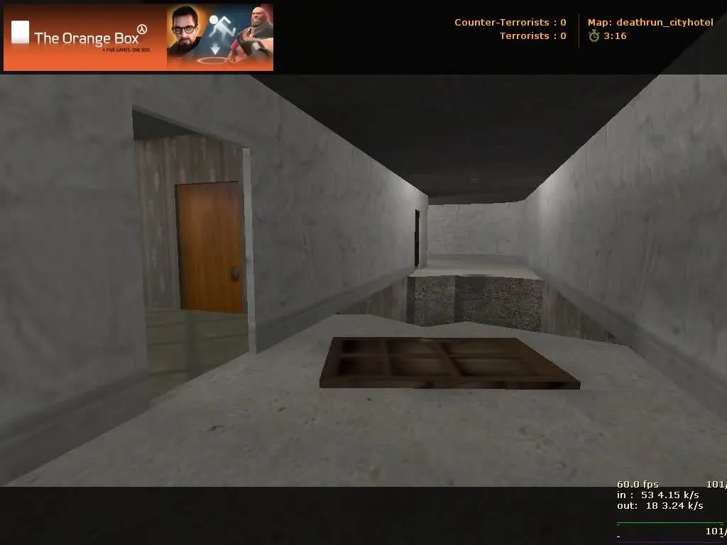 Скачать deathrun_cityhotel_v2 — карта Deathrun для CS 1.6: точки, боты, баланс сторон - Скриншот