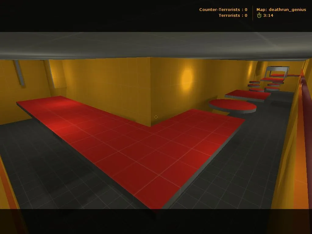 Скачать deathrun_genius для CS 1.6: карты deathrun, точки за инка и террориста, .nav для ботов, оптимизация wpoly/epoly - Скриншот