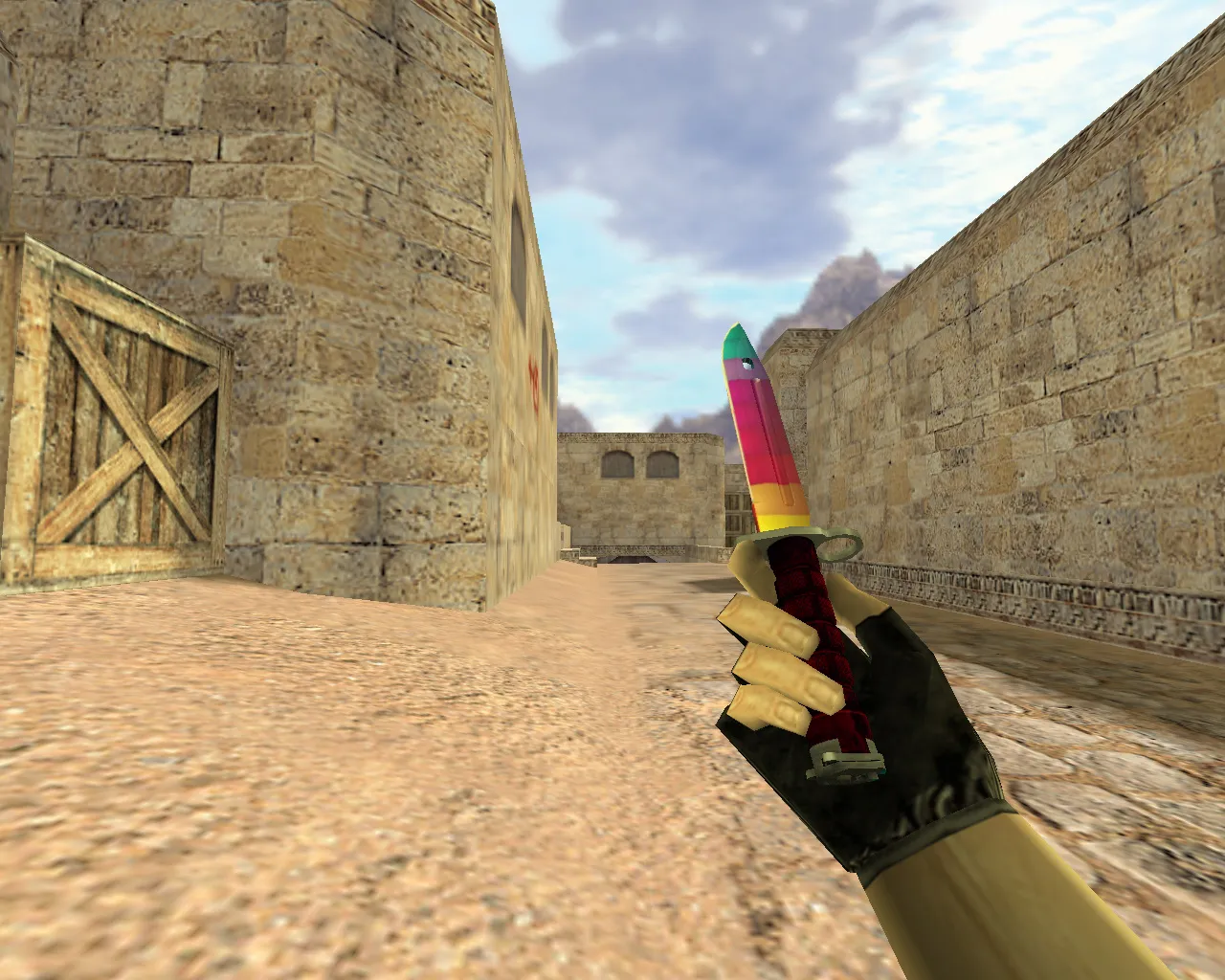 Скачать Модель «Штык-нож Радуга» v_knife p_knife w_knife для CS 1.6: звуки, анимация осмотра, качество текстур - Скриншот