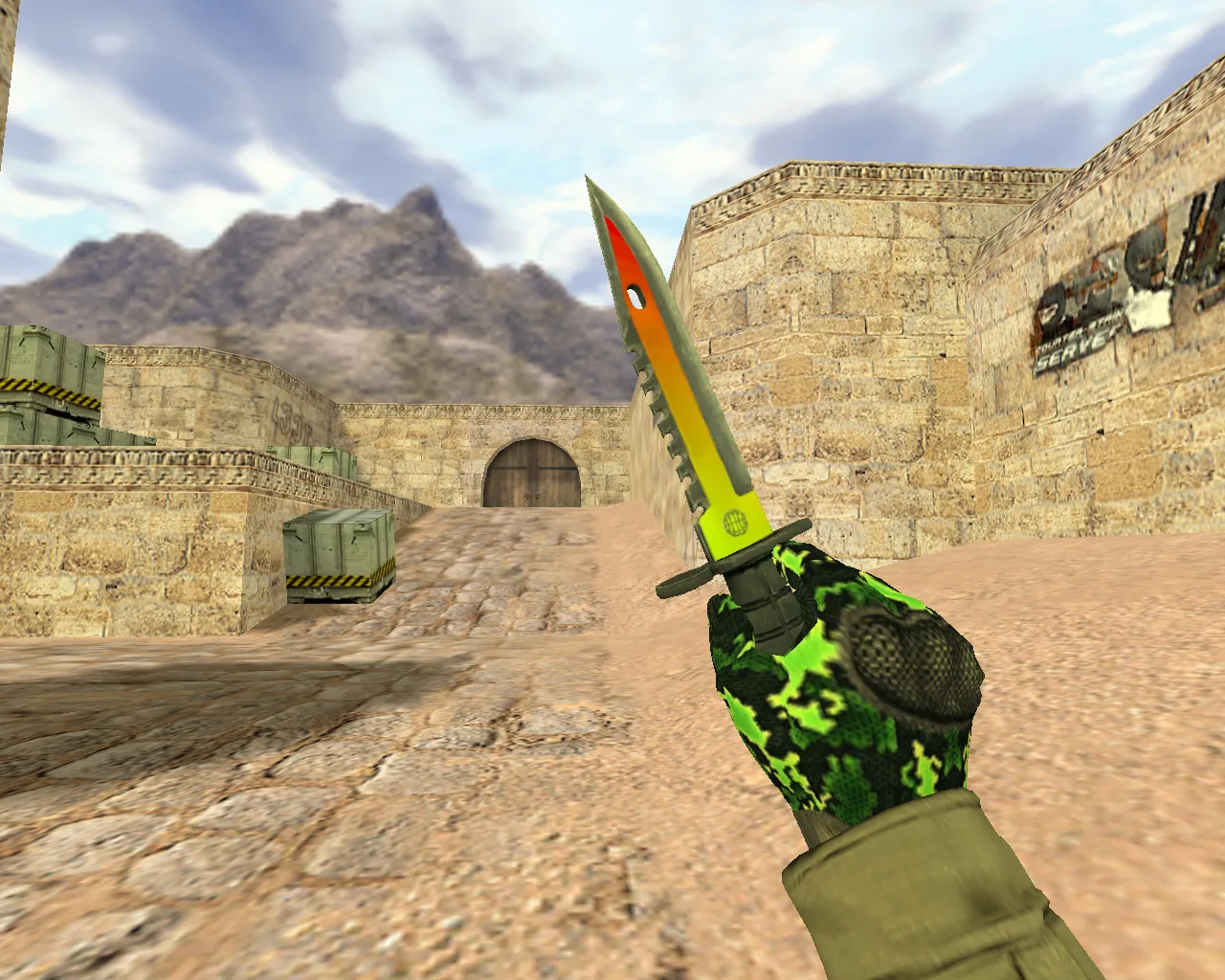 Скачать Модель v_knife M9 «Неоновый свет» для CS 1.6: звук, анимация осмотра и качество текстур - Скриншот