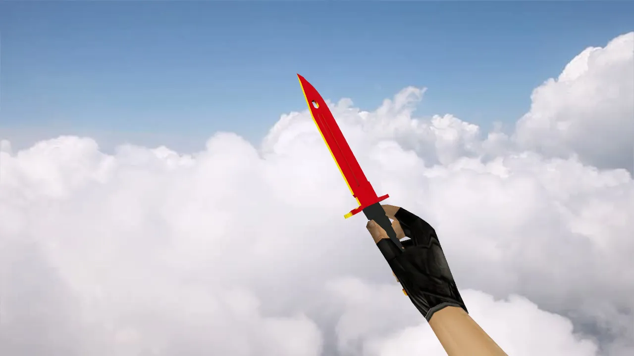Скачать Модель ножа Штык-нож «Красный хром» v_ p_ w_ для CS 1.6: звуки, анимация осмотра и качество текстур - Скриншот