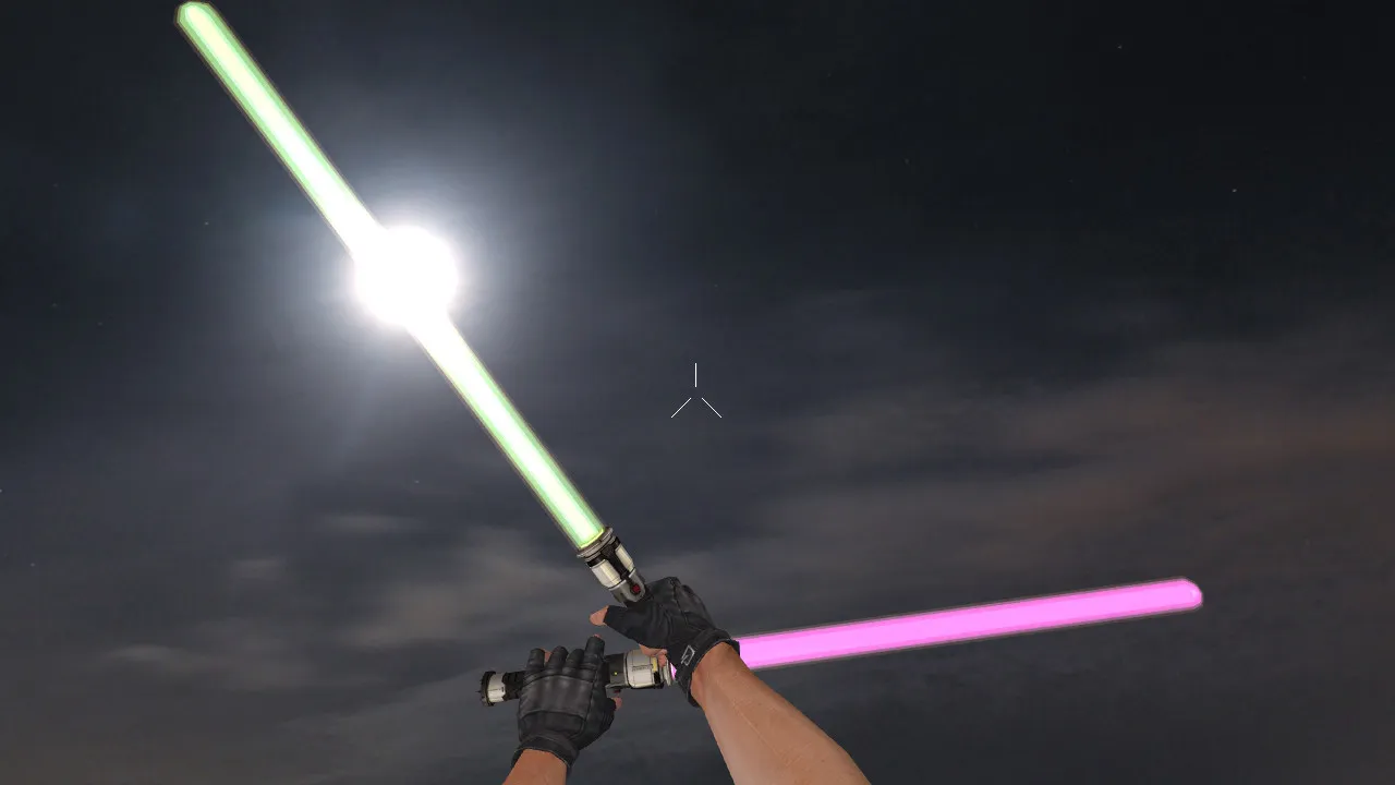 Скачать Модель ножа Dual Lightsaber PG (v_knife, p_knife, w_knife) для CS 1.6: звуки, анимация осмотра, текстуры - Скриншот