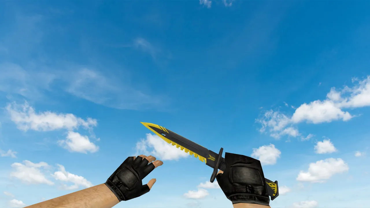 Скачать Модель ножа «M9 Bayonet Flame Tester» для CS 1.6: v_m9bayonet, p_m9bayonet, w_m9bayonet, анимация осмотра и звуки - Скриншот