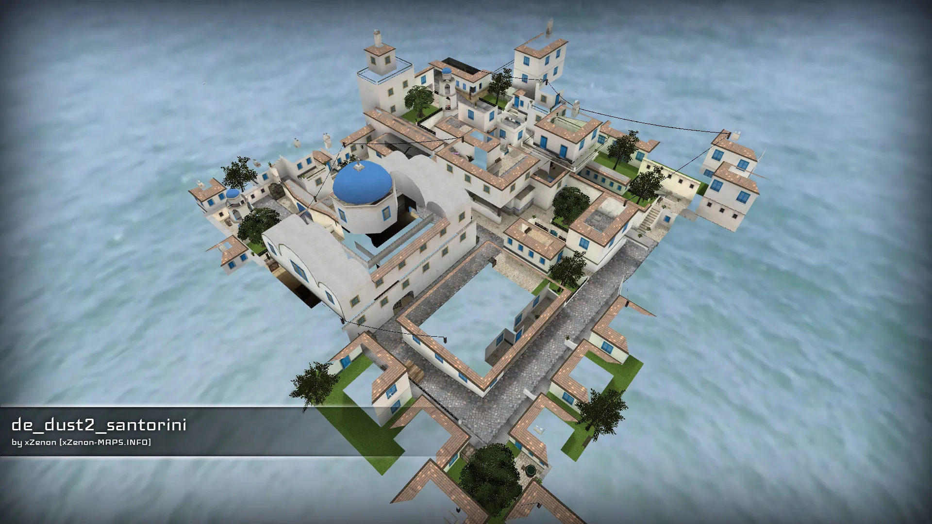 Скачать de_dust2_santorini_b2 — DE карта для CS 1.6: точки, маршруты, .nav и оптимизация wpoly/epoly - Скриншот