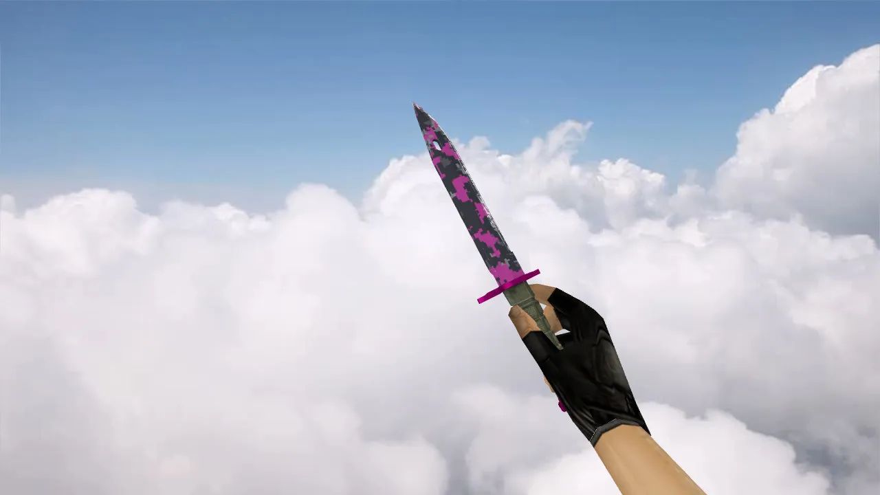 Скачать v_ нож Bayonet «Пиксельный камуфляж Розовый» для CS 1.6: p_ и w_ модели, звуки, анимация осмотра - Скриншот