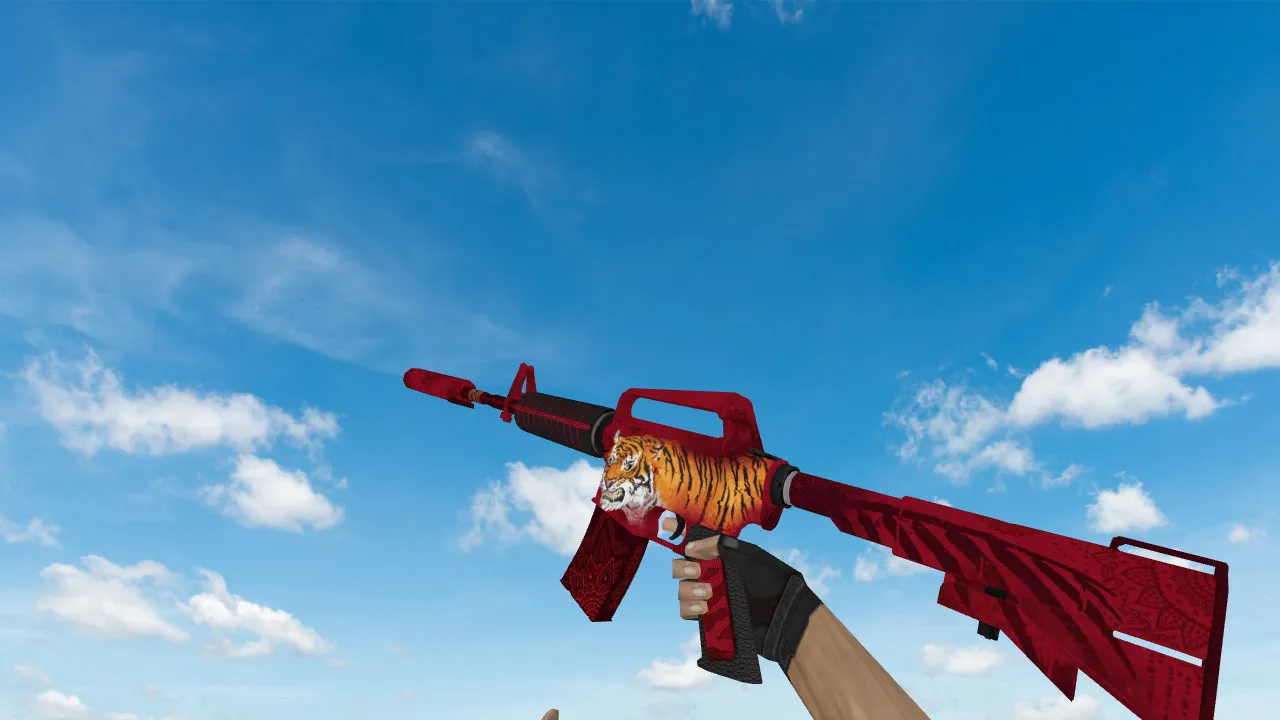 Скачать Модель v_m4a1 Bengal Tiger для CS 1.6: p_, w_ варианты, анимация осмотра и звуки - Скриншот