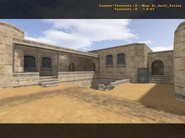 Скачать de_dust2_kosovo для CS 1.6: тактика за CT/T, точки, .nav для ботов и оптимизация карты - Скриншот