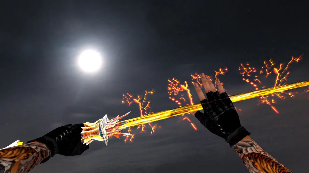 Скачать Модель «Golden Katana» ножа для CS 1.6: v_ и p_ модели, звуки, анимация осмотра и текстуры - Скриншот