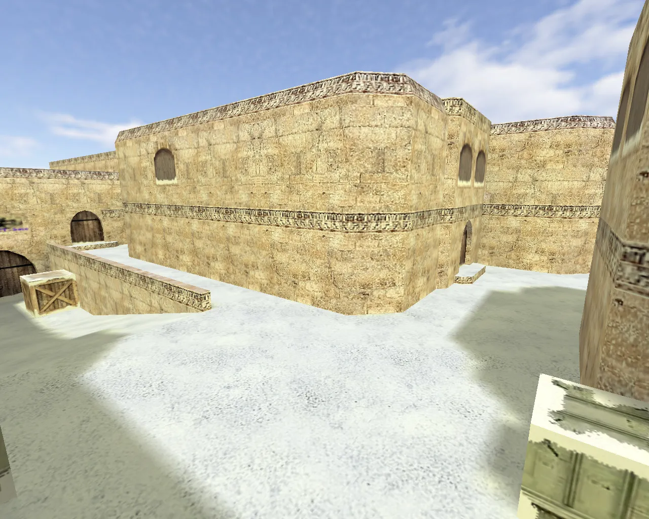 Скачать de_dust2_2x2_snow карта для CS 1.6: снежный Dust2, тактика за Т и КТ, точки под кросс и контроль мида - Скриншот