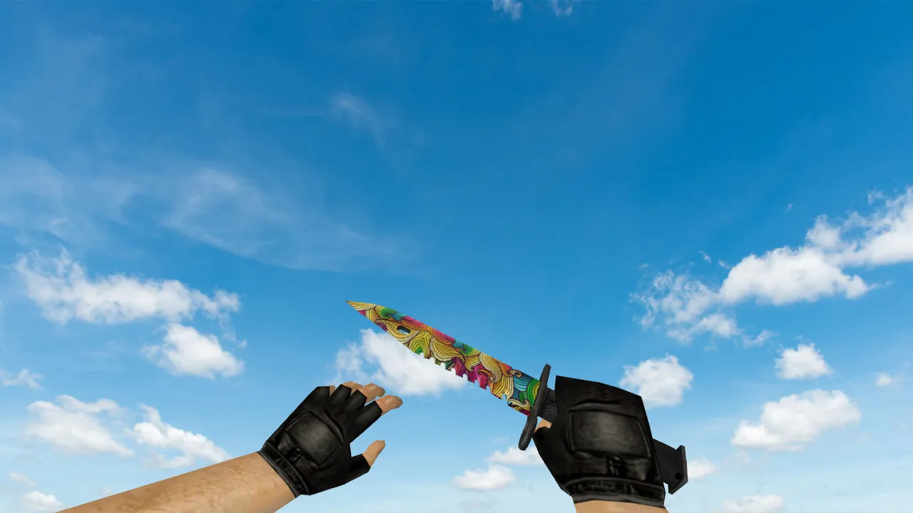 Скачать Модель ножа v_knife M9 Bayonet Nathlose для CS 1.6: p_ и w_ модели, звуки, анимация осмотра, текстуры - Скриншот