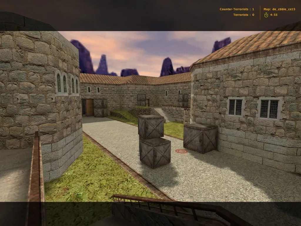 Скачать de_cbble_cs15 для CS 1.6: карта De_Cbble, точки для Т и CT, оптимизация и .nav для ботов - Скриншот