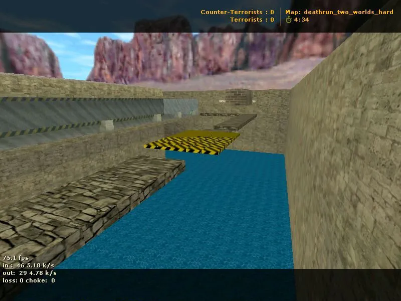Скачать deathrun_two_worlds_hard для CS 1.6: карта для ниндзя-рейта, ловушки и раунды с точками - Скриншот