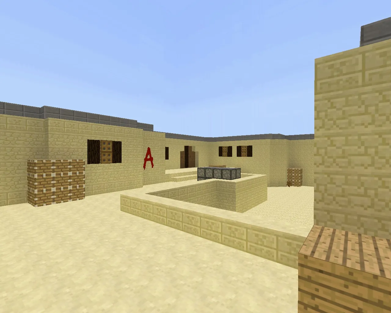 Карта de_dust2_minecraft для CS 1.6: классический Dust2, текстуры в стиле Minecraft, точки, боты, оптимизация — скриншот 11