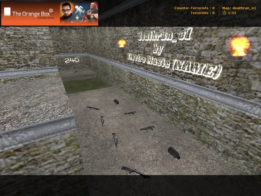 Скачать deathrun_e1 для CS 1.6: карта deathrun, точки, маршруты, .nav и оптимизация под FPS - Скриншот