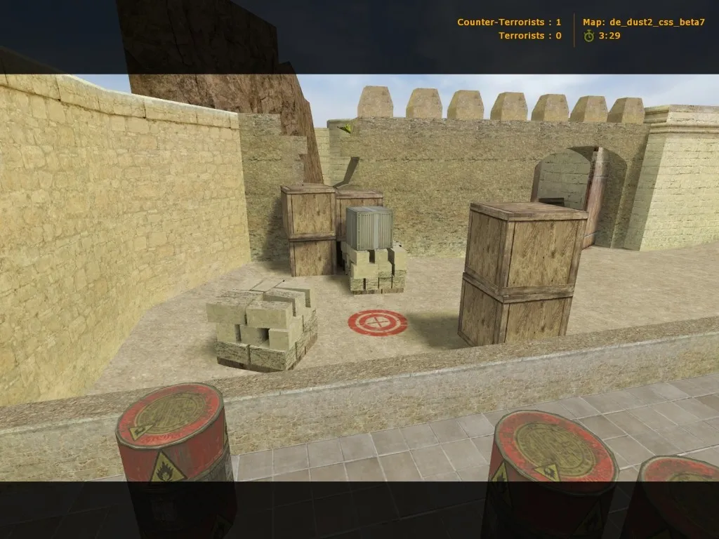 Скачать de_dust2_css_beta7 для CS 1.6: баланс сторон, точки, .nav и оптимизация wpoly/epoly - Скриншот