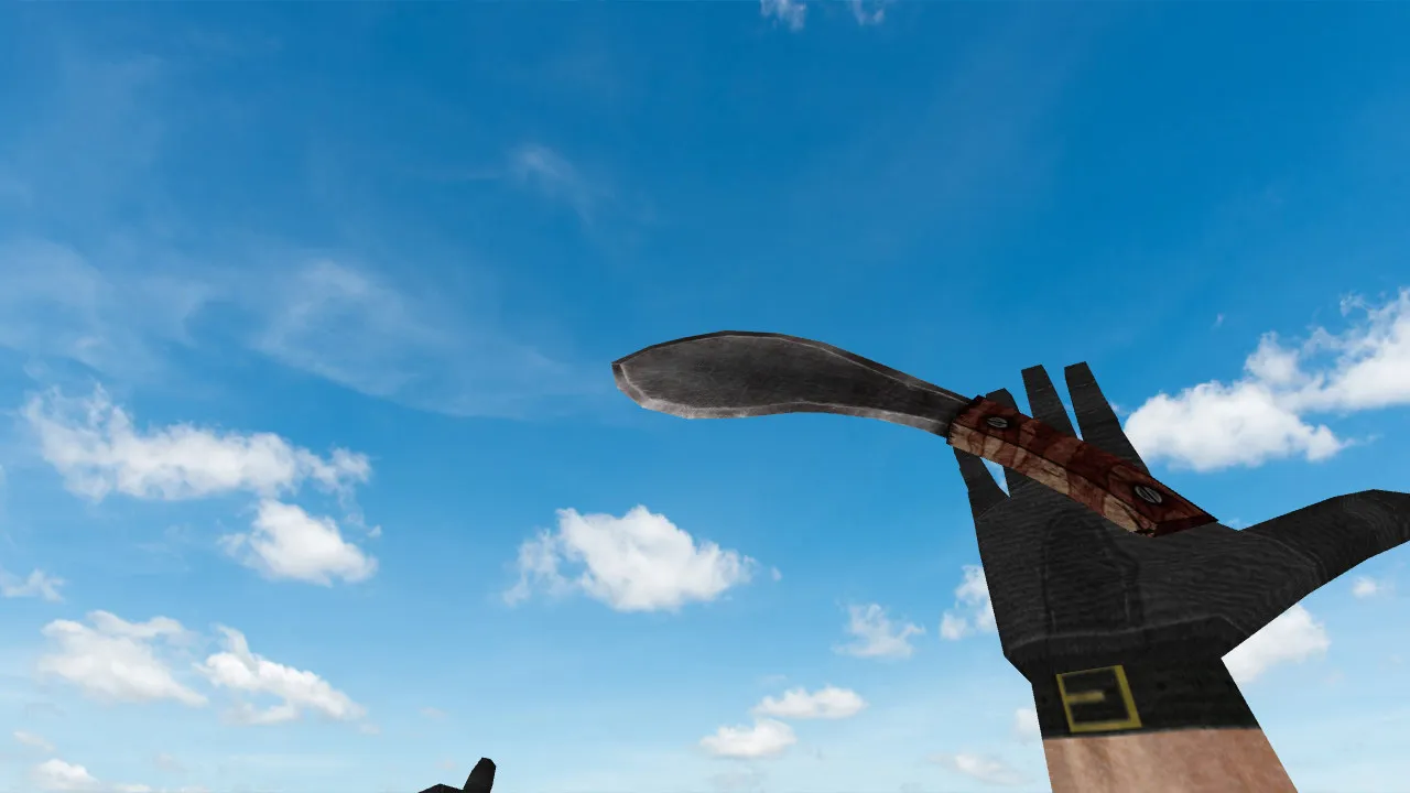 Скачать Модель «Machete» для CS 1.6: нож v_machete, p_machete, w_machete с анимацией осмотра и звуками - Скриншот
