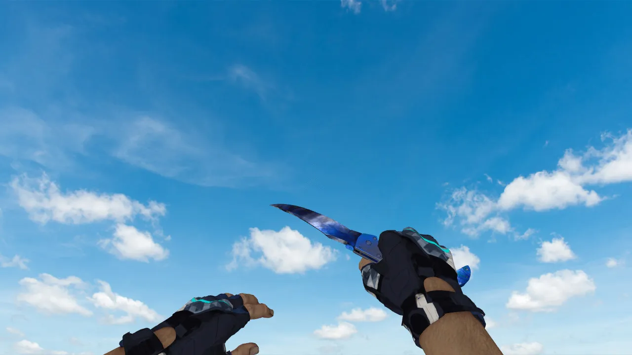 Скачать Falchion Doppler Blue нож v_model для CS 1.6: звуки, анимация осмотра, качество текстур и точность модели - Скриншот