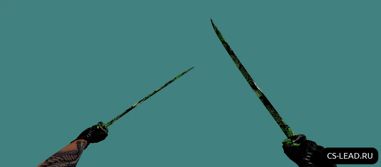 Скачать Модель ножа Dual Katana (Green) для CS 1.6 - Скриншот