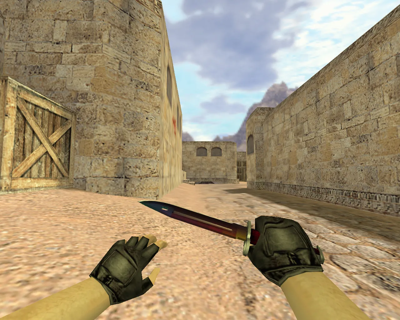 Скачать Модель «Штык-нож Радуга» v_knife p_knife w_knife для CS 1.6: звуки, анимация осмотра, качество текстур - Скриншот