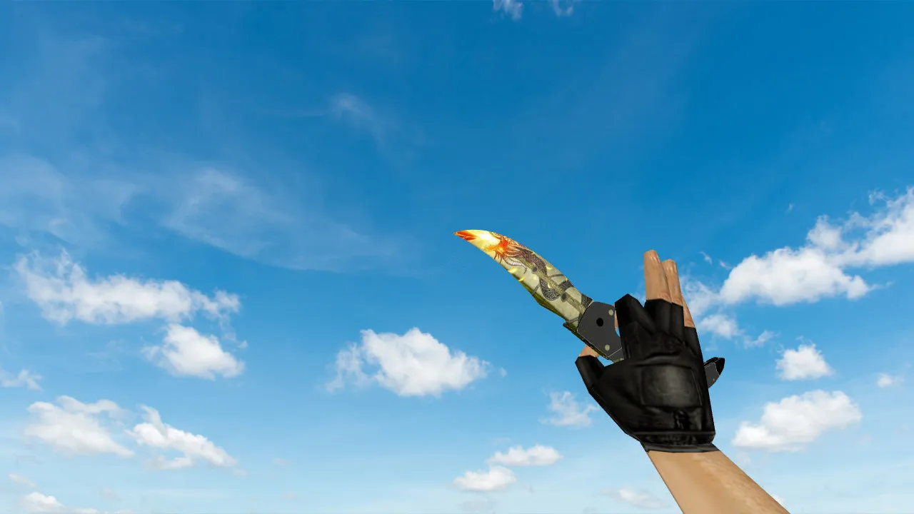 Скачать Модель ножа Falchion «История о драконе» для CS 1.6: v_ и p_ модели, звук, анимация осмотра - Скриншот