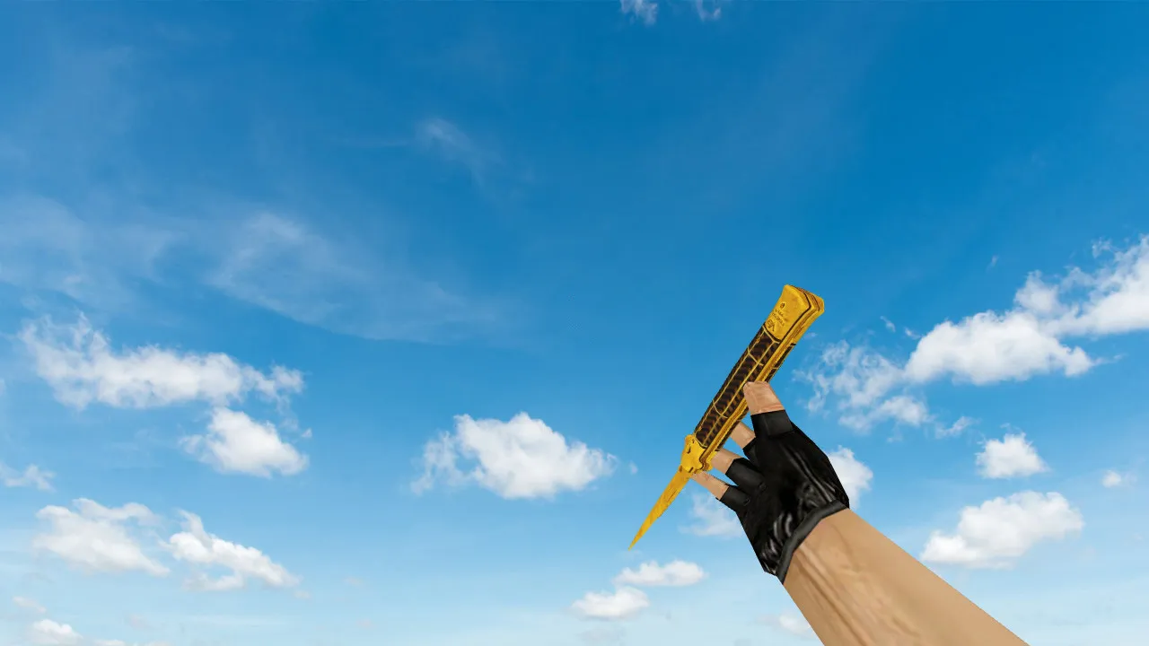 Скачать Модель ножа «Stiletto Fine Gold» v_knife_p v_knife_b p_knife w_knife для CS 1.6: звуки, осмотр, текстуры - Скриншот