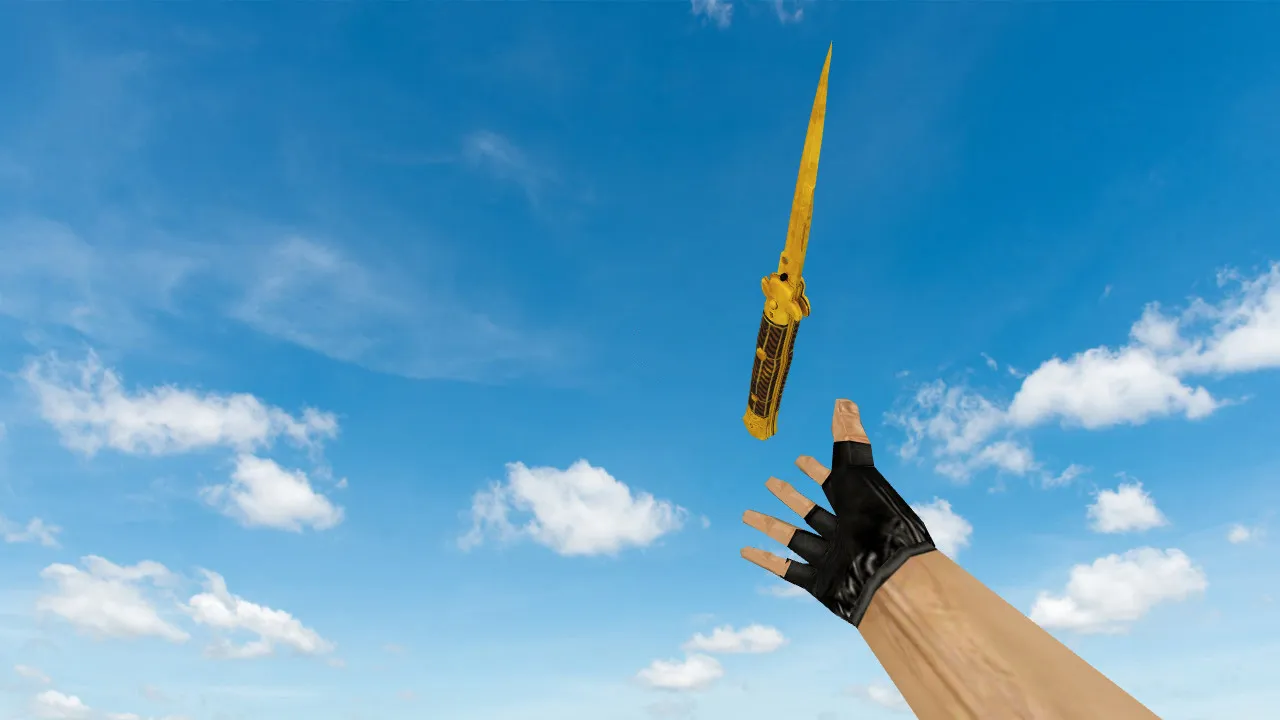 Скачать Модель ножа «Stiletto Fine Gold» v_knife_p v_knife_b p_knife w_knife для CS 1.6: звуки, осмотр, текстуры - Скриншот