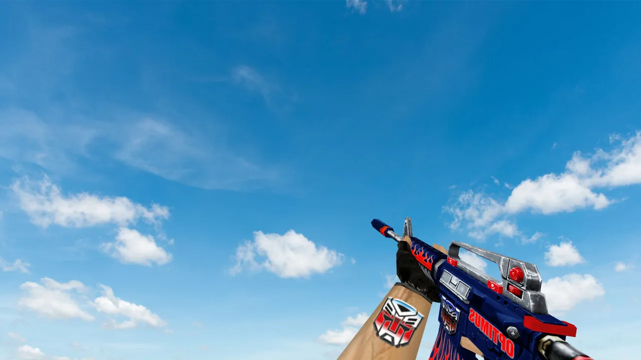 Скачать Default M4A1 OPTIMUS v_, p_, w_ модель для CS 1.6: звуки, анимация осмотра, текстуры и четкость в игре - Скриншот