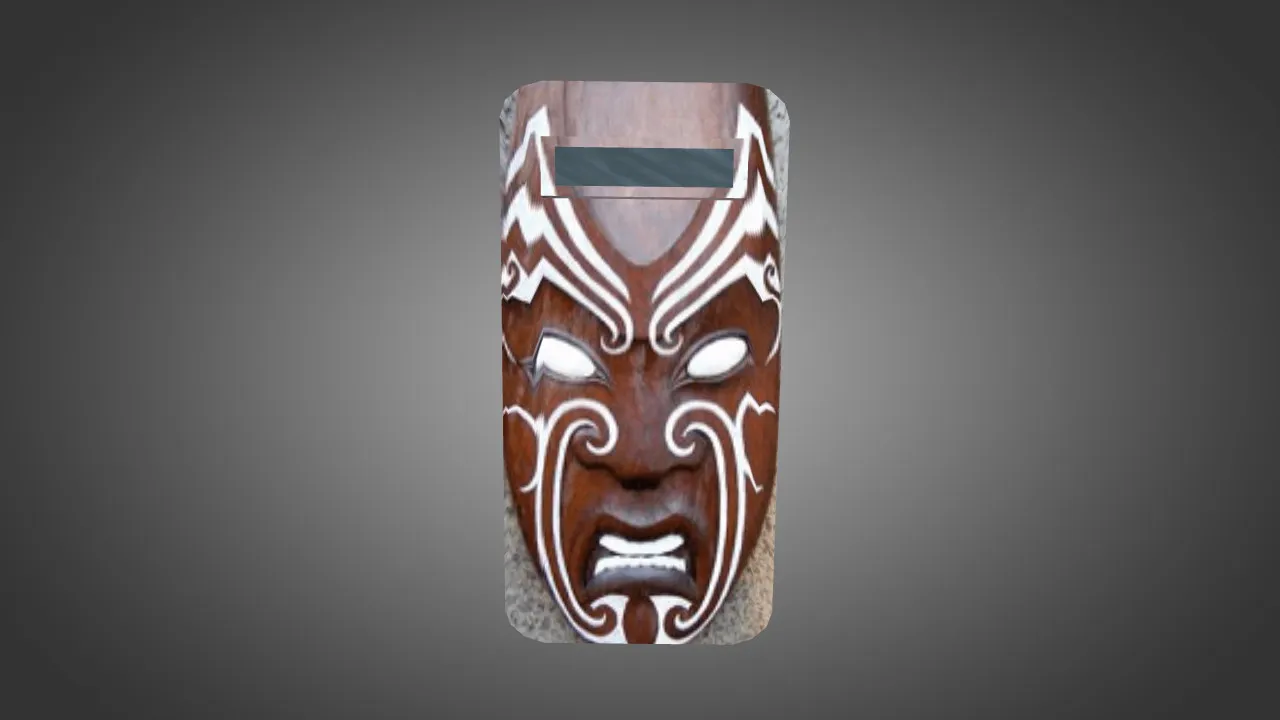 Скачать Модель «Maori Mask for Shields» для CS 1.6: v_/p_/w_ щит, текстуры 1024x1024, звуки и анимация осмотра - Скриншот