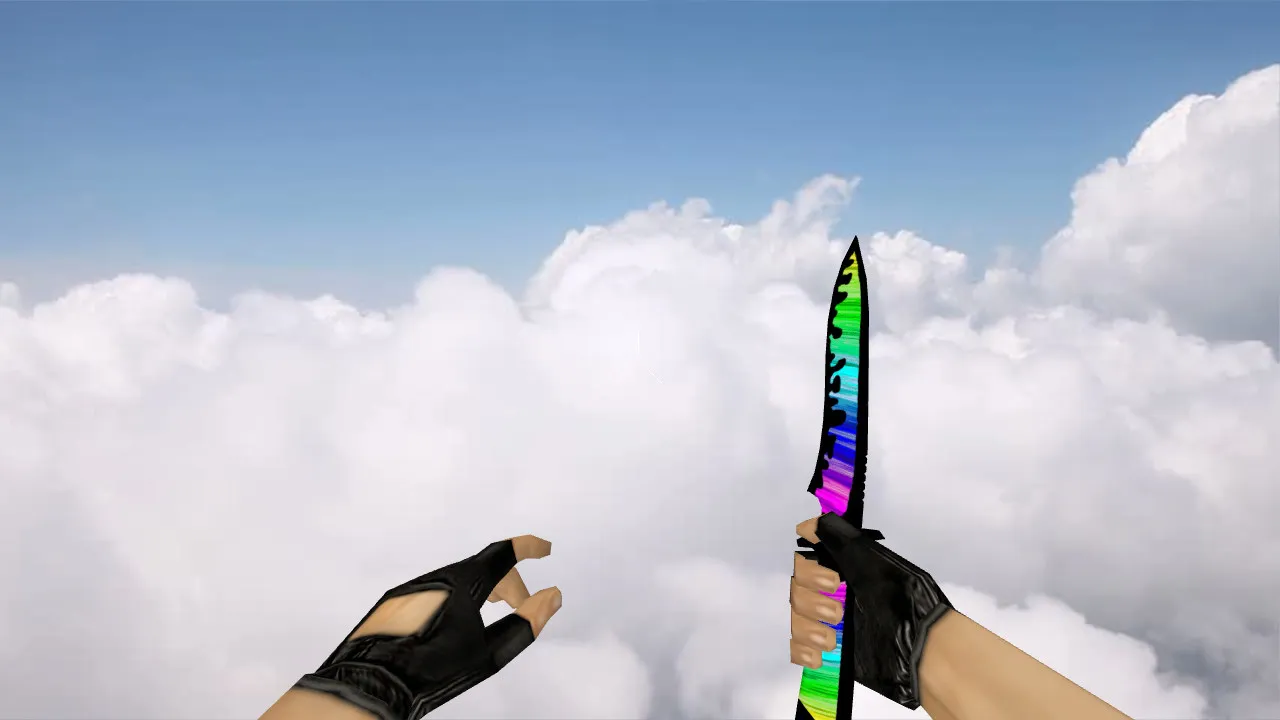Скачать Модель ножа Default Knife Rainbow для CS 1.6: v_ и p_ модели, звук, анимация осмотра, текстуры - Скриншот