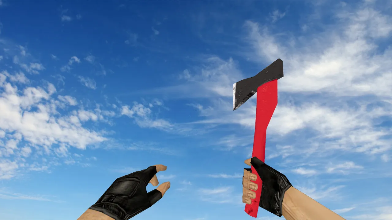 Скачать Модель ножа «Red Hatchet» v_model для CS 1.6: звуки, анимация осмотра и качество текстур - Скриншот