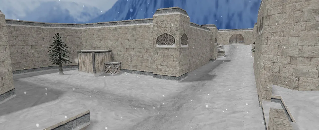Скачать Карта de_dust2x2_sneg для CS 1.6: снег, баланс сторон, точки под плент/пуш и боты - Скриншот