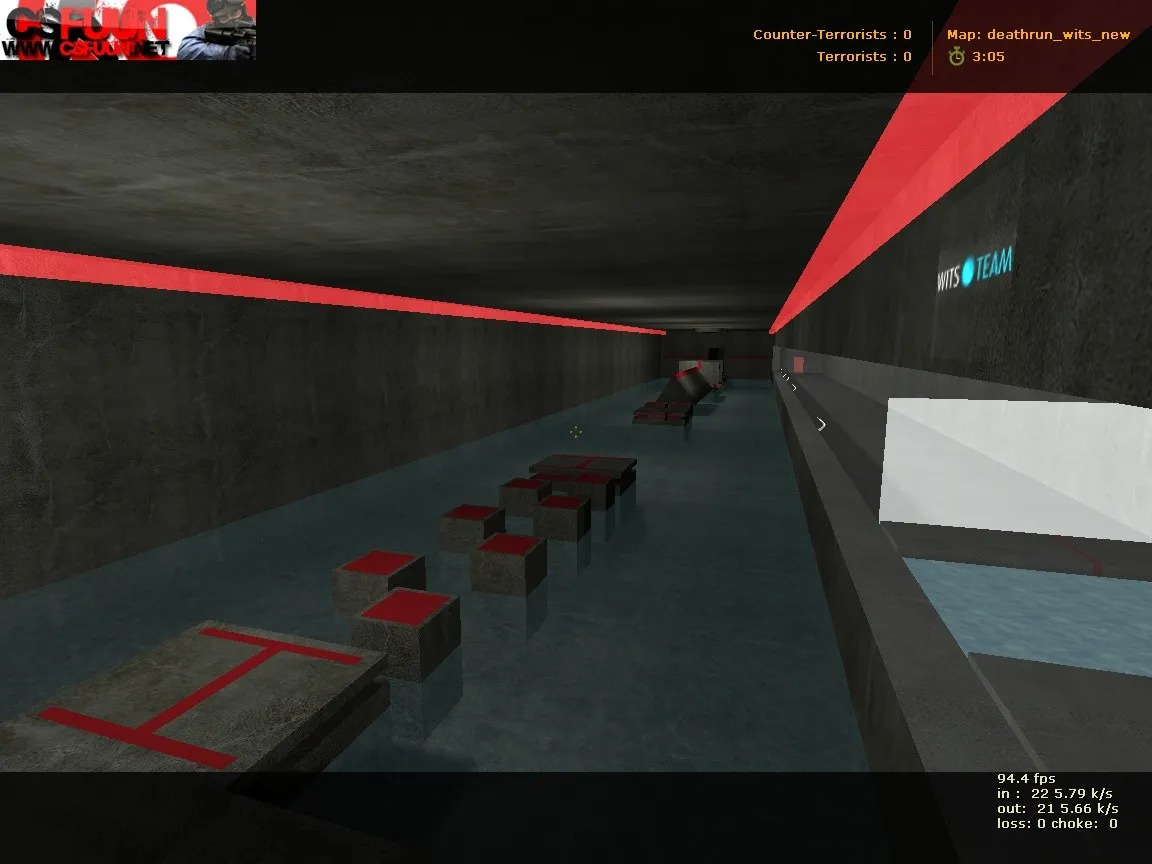 Скачать deathrun_wits_new для CS 1.6: карта deathrun, точки, маршруты, .nav и оптимизация - Скриншот