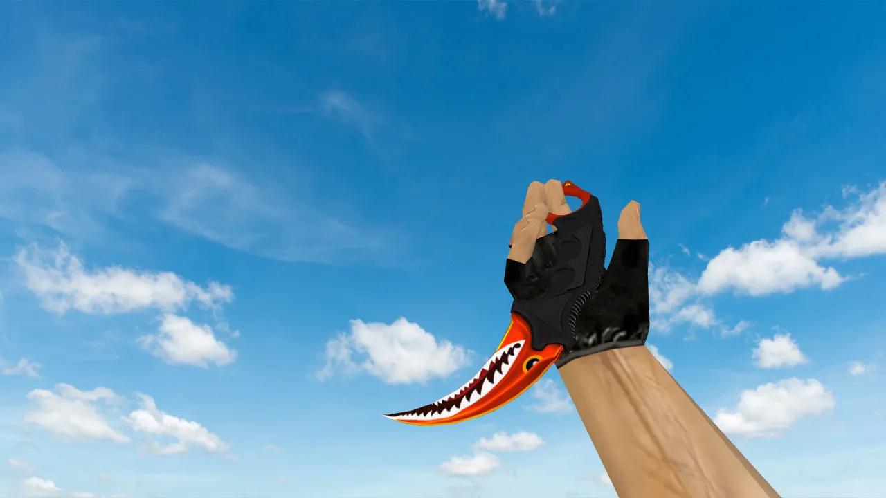 Скачать Модель ножа Karambit Aber Shark для CS 1.6: v_, p_, w_ файлы, звуки, анимация осмотра и качество текстур - Скриншот