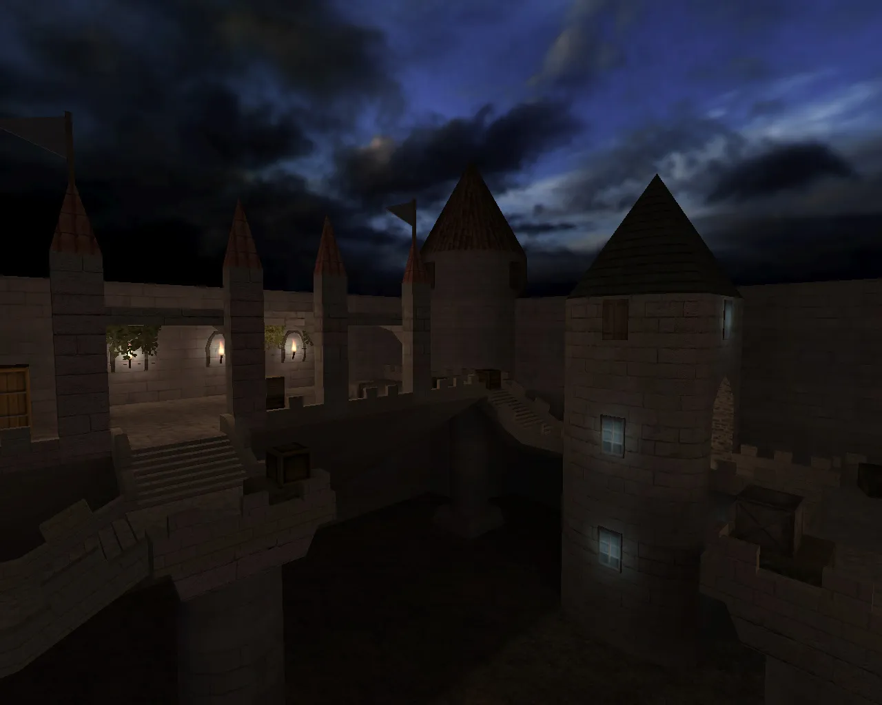 Скачать Карта awp_night_castle для CS 1.6: ночной замок, прицелы AWP, точки под контроль и спавн ботов - Скриншот