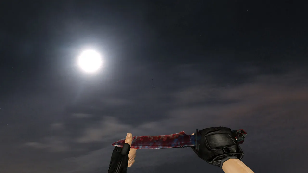 Скачать Модель ножа Default Knife Bloody v_ для CS 1.6: звуки, анимация осмотра, качество текстур и настройка - Скриншот