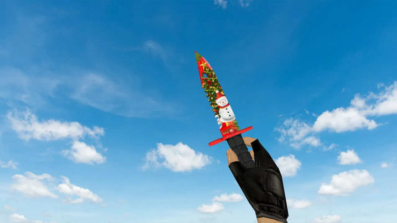 Скачать Модель ножа M9 Bayonet Xmas v_ для CS 1.6: звуки, анимация осмотра, текстуры и точная форма в игре - Скриншот