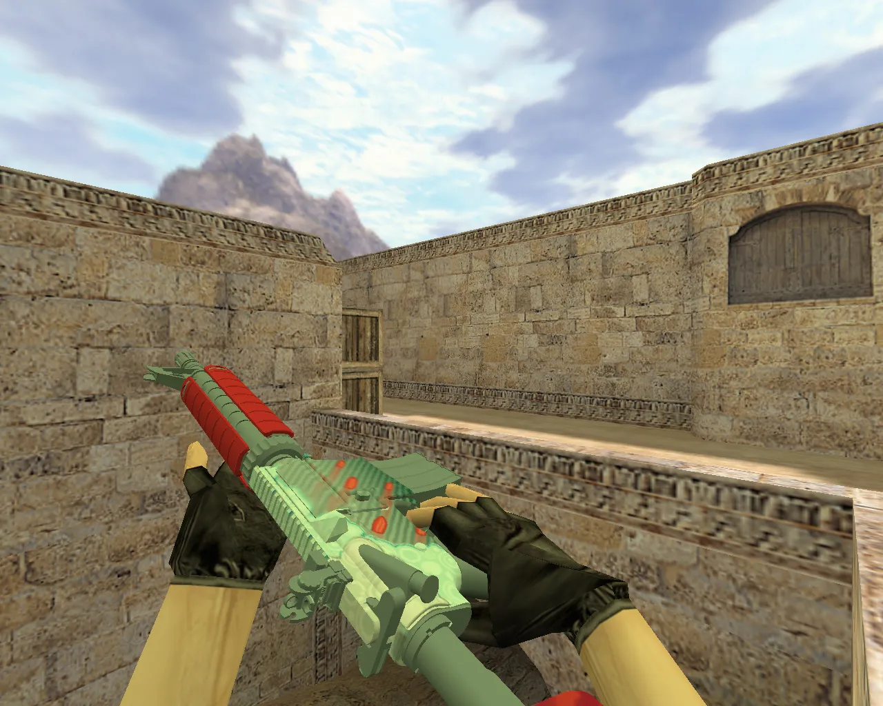 Скачать Модель M4A4 «Дождь из пуль» v_m4a4p для CS 1.6: текстуры, звук, анимация осмотра и настройка оружия - Скриншот