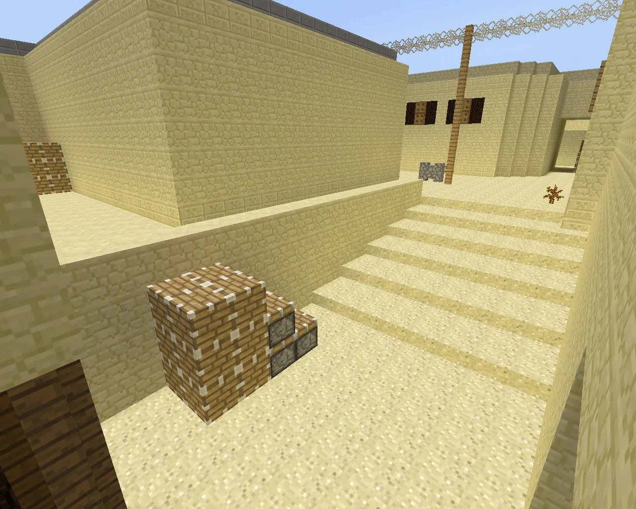 Карта de_dust2_minecraft для CS 1.6: классический Dust2, текстуры в стиле Minecraft, точки, боты, оптимизация — скриншот 8