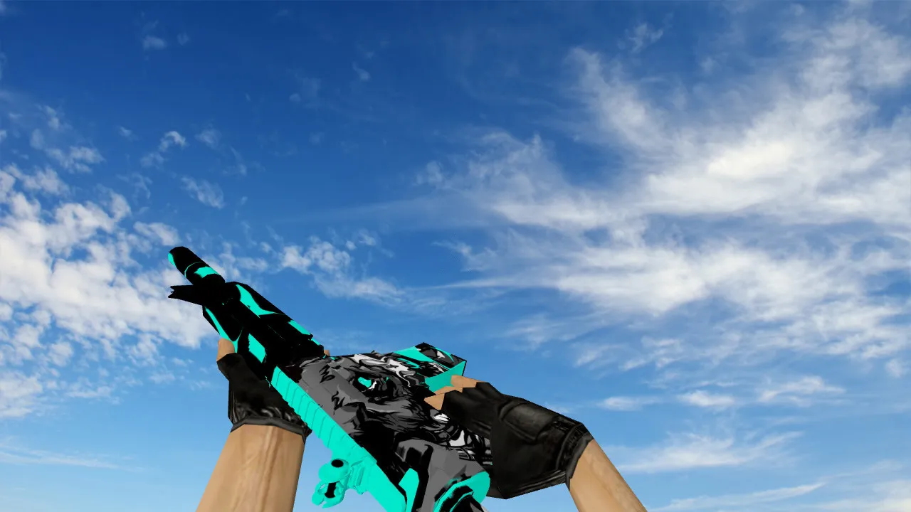 Скачать Модель M4A4 Aqua Chaos v_ для CS 1.6: p_ и w_ модели, звуки, анимация осмотра, текстуры и качество - Скриншот