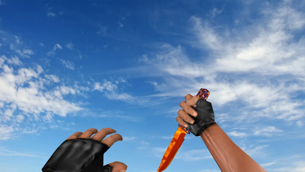 Скачать Модель ножа «Fire Knife» для CS 1.6: v_, p_, w_ модели, звуки, анимация осмотра и настройка под сервер - Скриншот