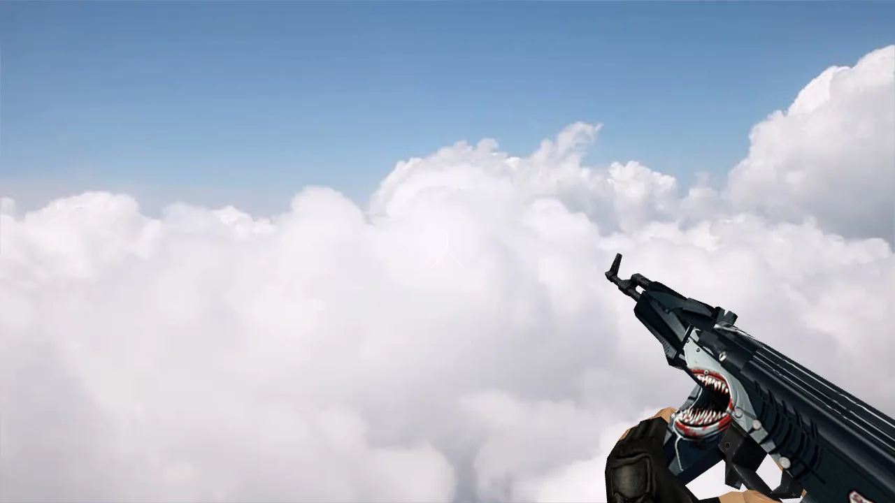 Скачать Модель v_ / p_ / w_ «Default AK-47 Shark Attack» для CS 1.6: звуки, анимация осмотра, качество текстур - Скриншот