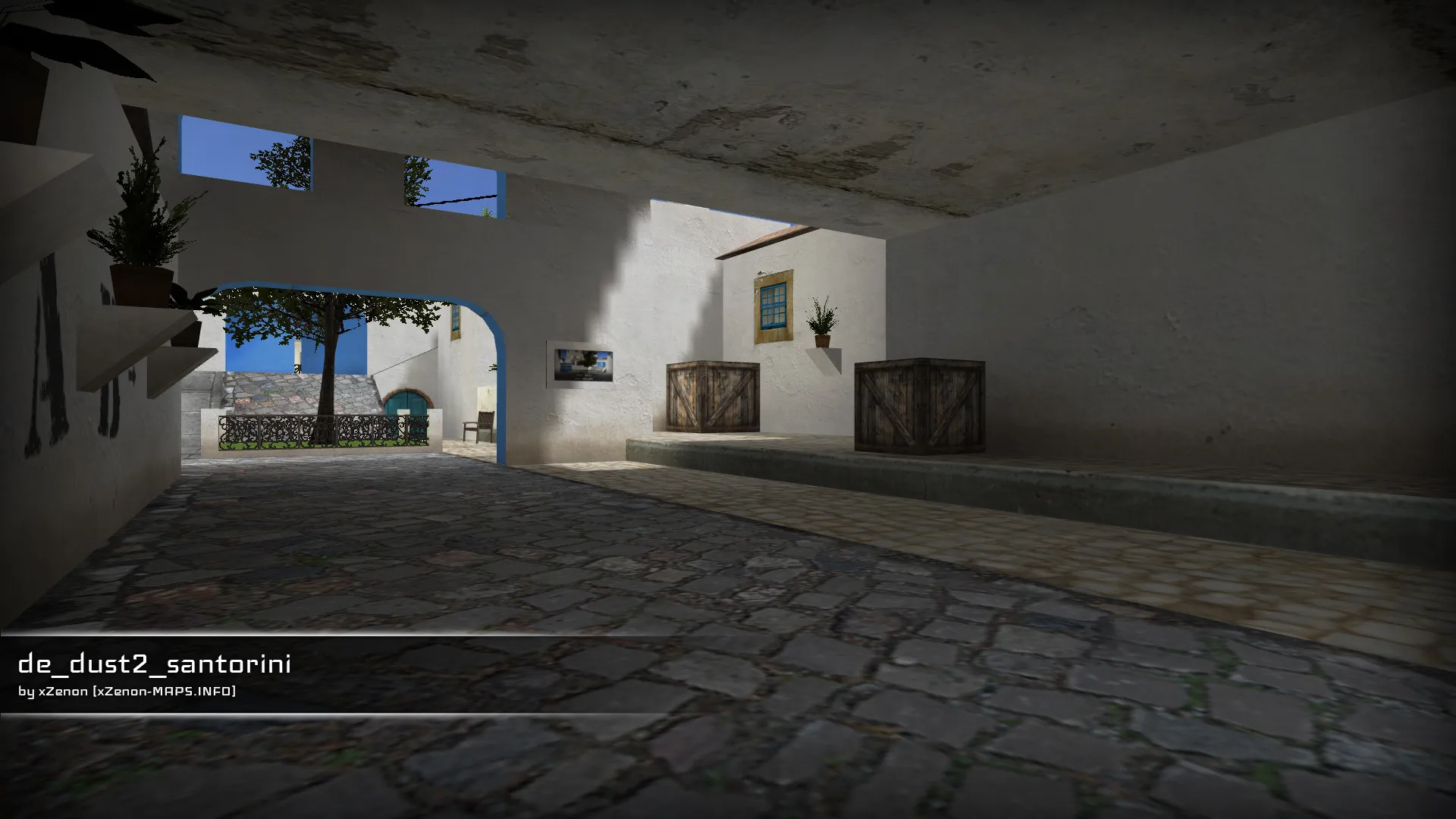 Скачать de_dust2_santorini_b2 — DE карта для CS 1.6: точки, маршруты, .nav и оптимизация wpoly/epoly - Скриншот
