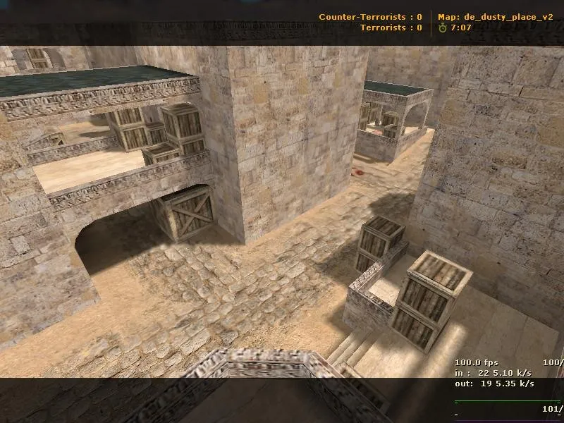 Скачать de_dusty_place_v2 для CS 1.6: тактика за Т и КТ, точки, .nav, оптимизация wpoly/epoly - Скриншот