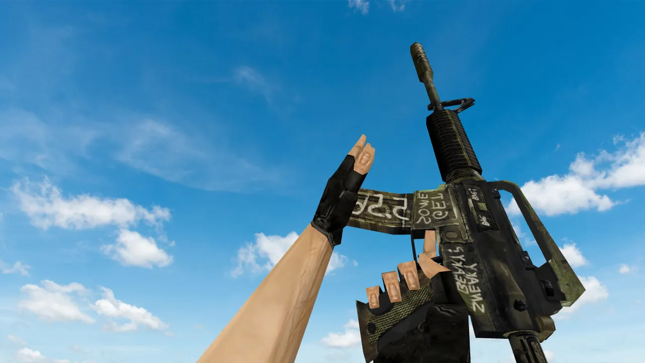 Скачать Модель Default M4A1 «Взгляд в прошлое» для CS 1.6: v_ w_ p_ звуки, анимация осмотра, текстуры - Скриншот