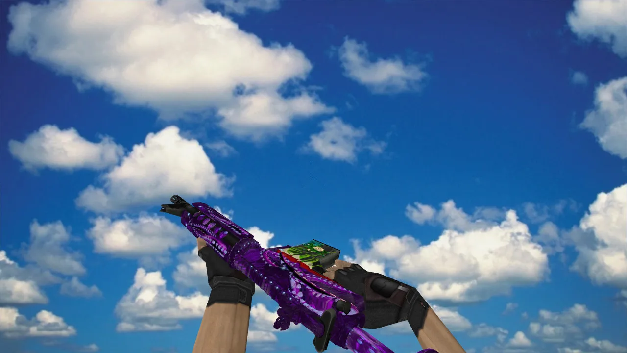 Скачать Модель v_m4a1 M4A4 Poseidon Amethyst + звуки и анимации осмотра для CS 1.6 - Скриншот