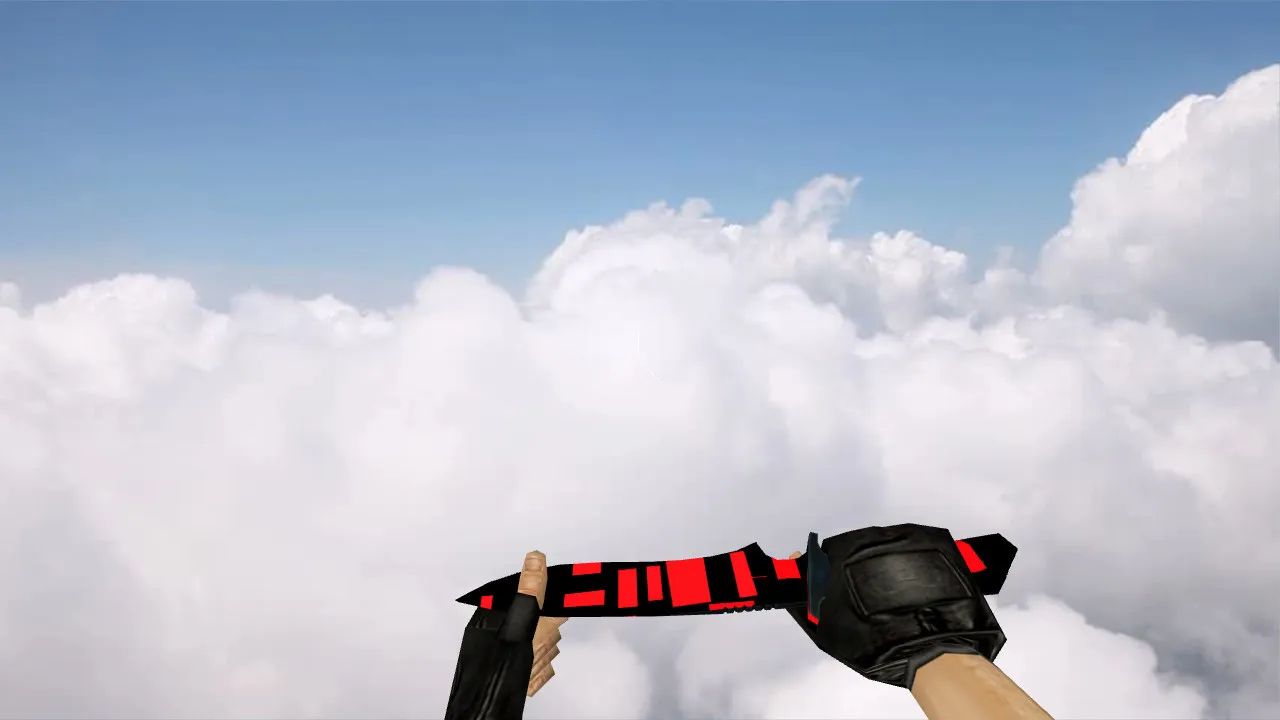 Скачать Модель ножа Default Knife Redcell для CS 1.6: v_, p_, w_ модели, звуки, анимация осмотра и текстуры - Скриншот