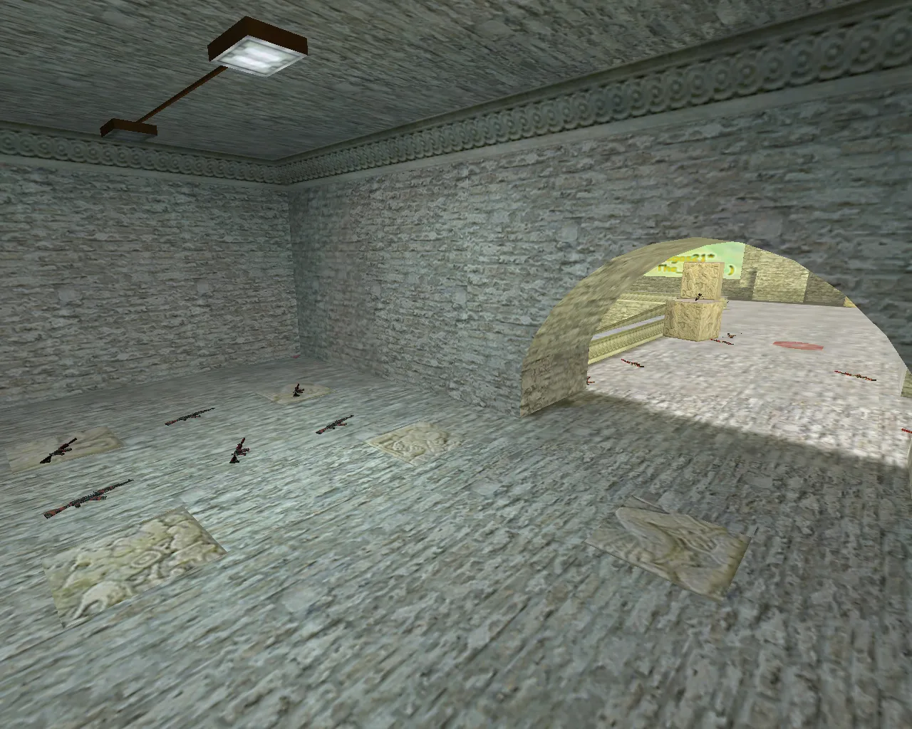 Карта 3d_aim_aztec для CS 1.6: тренировка прицела, точки под спрей и контроль отдачи — скриншот 2